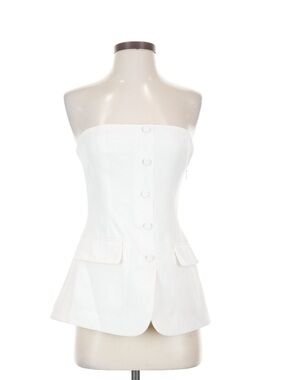 BABATON Insider Tube Top Light Birch Strapless White Tailored Bustier Top $138 4